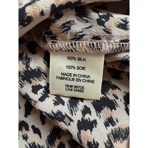 Rebecca Taylor Leopard Print 100% Silk V-Neck Blouse Size 4 - Picture 8 of 9